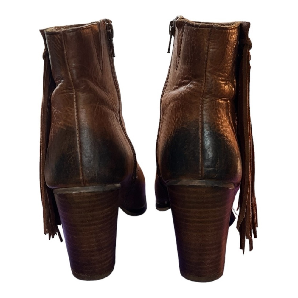 Diba True Jilly Ann Leather Fringed Side Zip Booties Size 7.5 - Picture 4 of 9